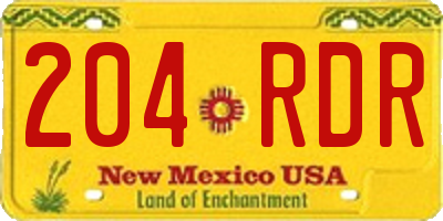 NM license plate 204RDR