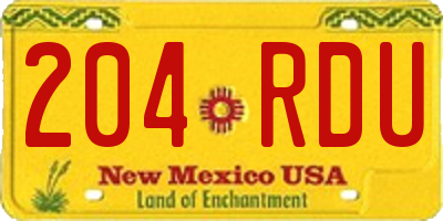 NM license plate 204RDU