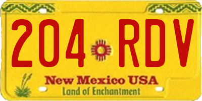 NM license plate 204RDV
