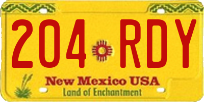 NM license plate 204RDY