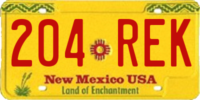 NM license plate 204REK