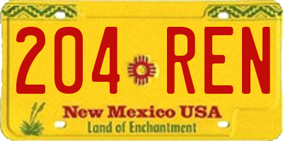 NM license plate 204REN