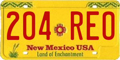 NM license plate 204REO
