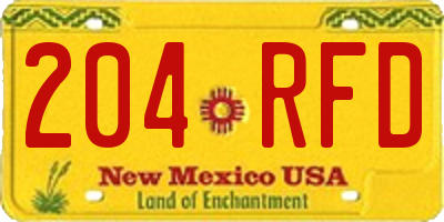 NM license plate 204RFD