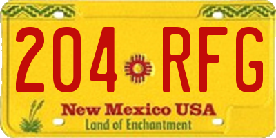NM license plate 204RFG