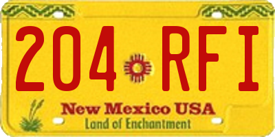 NM license plate 204RFI