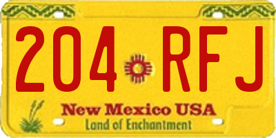 NM license plate 204RFJ
