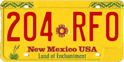 NM license plate 204RFO