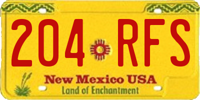 NM license plate 204RFS