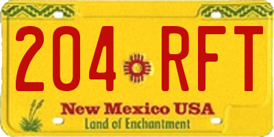 NM license plate 204RFT