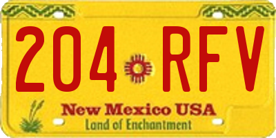 NM license plate 204RFV