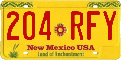 NM license plate 204RFY