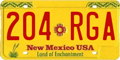 NM license plate 204RGA