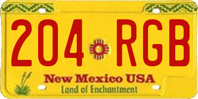 NM license plate 204RGB