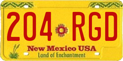 NM license plate 204RGD