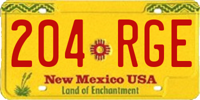 NM license plate 204RGE
