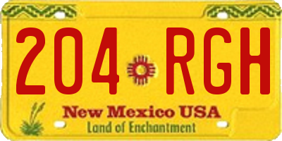 NM license plate 204RGH