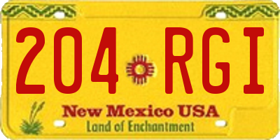 NM license plate 204RGI