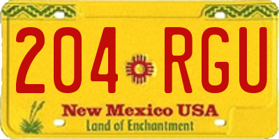 NM license plate 204RGU