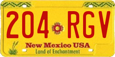 NM license plate 204RGV