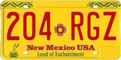 NM license plate 204RGZ