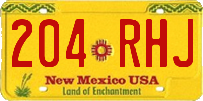 NM license plate 204RHJ