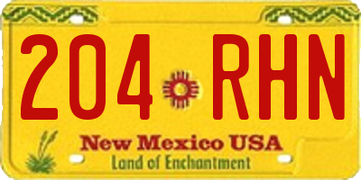 NM license plate 204RHN