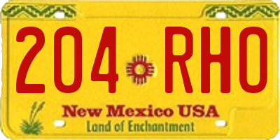 NM license plate 204RHO