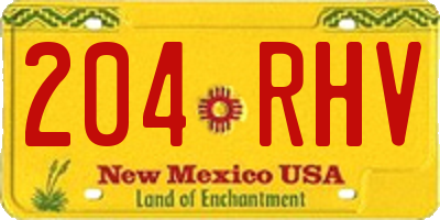 NM license plate 204RHV