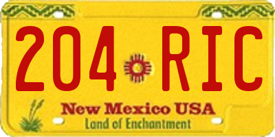 NM license plate 204RIC