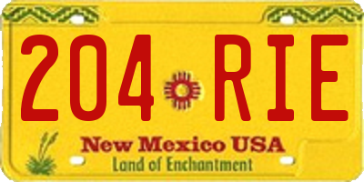 NM license plate 204RIE