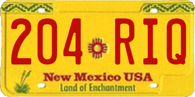 NM license plate 204RIQ