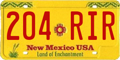 NM license plate 204RIR
