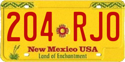 NM license plate 204RJO