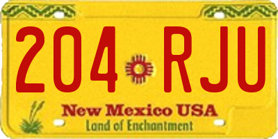 NM license plate 204RJU
