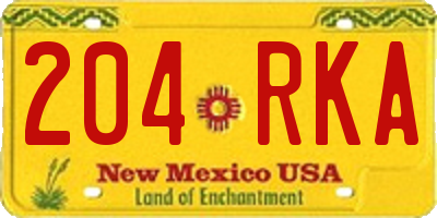 NM license plate 204RKA