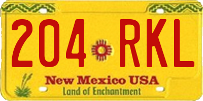 NM license plate 204RKL