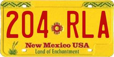 NM license plate 204RLA