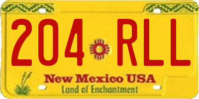 NM license plate 204RLL