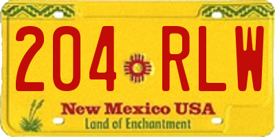 NM license plate 204RLW