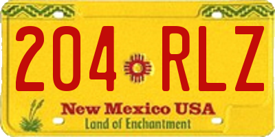 NM license plate 204RLZ
