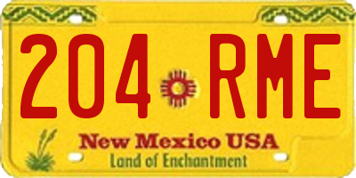 NM license plate 204RME