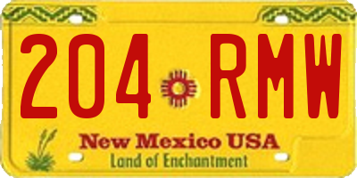 NM license plate 204RMW