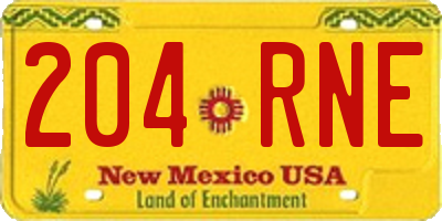 NM license plate 204RNE