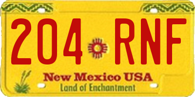NM license plate 204RNF