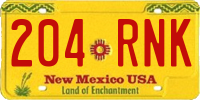 NM license plate 204RNK