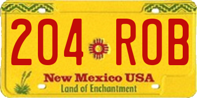 NM license plate 204ROB