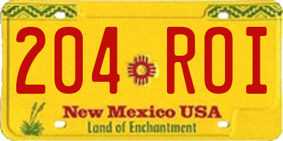 NM license plate 204ROI
