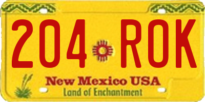 NM license plate 204ROK