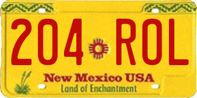 NM license plate 204ROL
